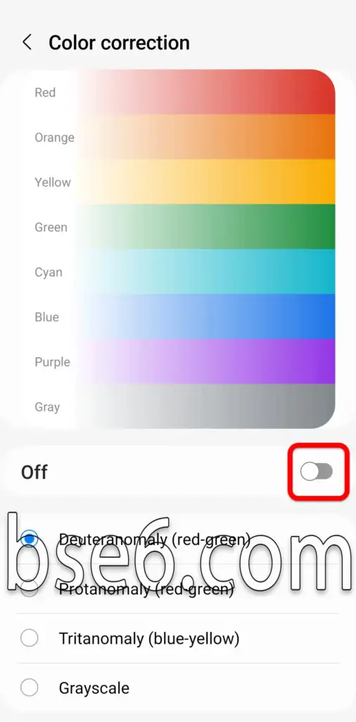 color correction in Samsung Galaxy A52