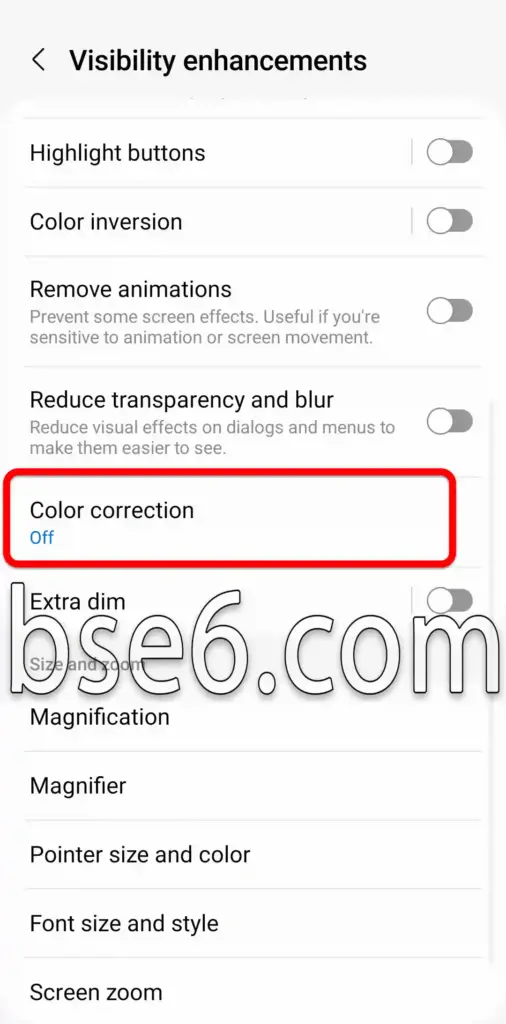 how to adjust screen colors in Samsung Galaxy A52
