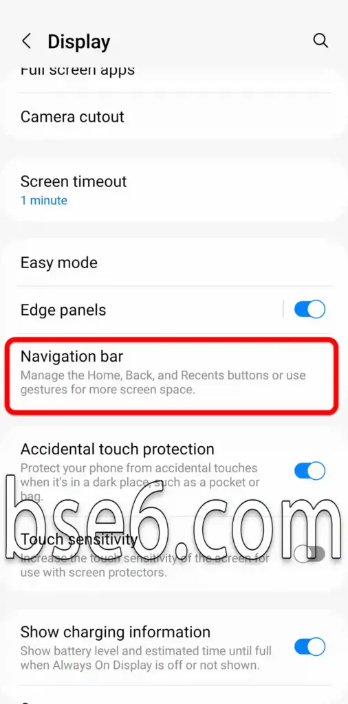controlling the navigation bar for Samsung Galaxy A52